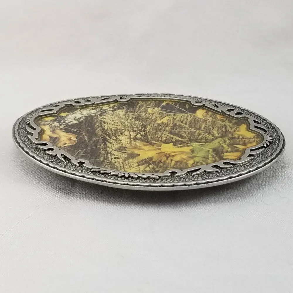 Belt Buckle Camouflaged Trees Leaves Picture Enamel Legends West 2006‎ USA Made